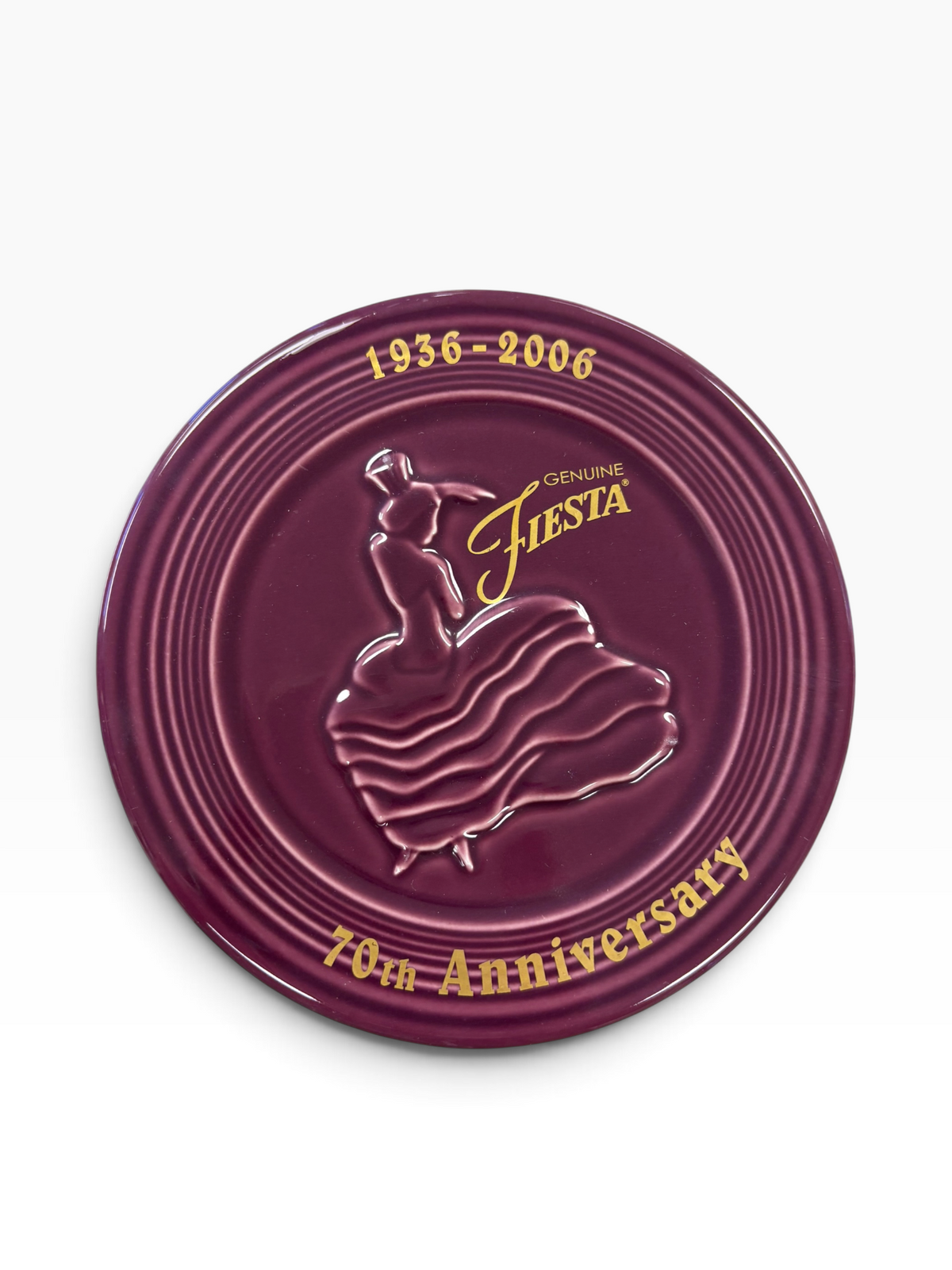 Fiesta Heather 70th Anniversary Dancing Lady Trivet 6" Retired Hot Plate