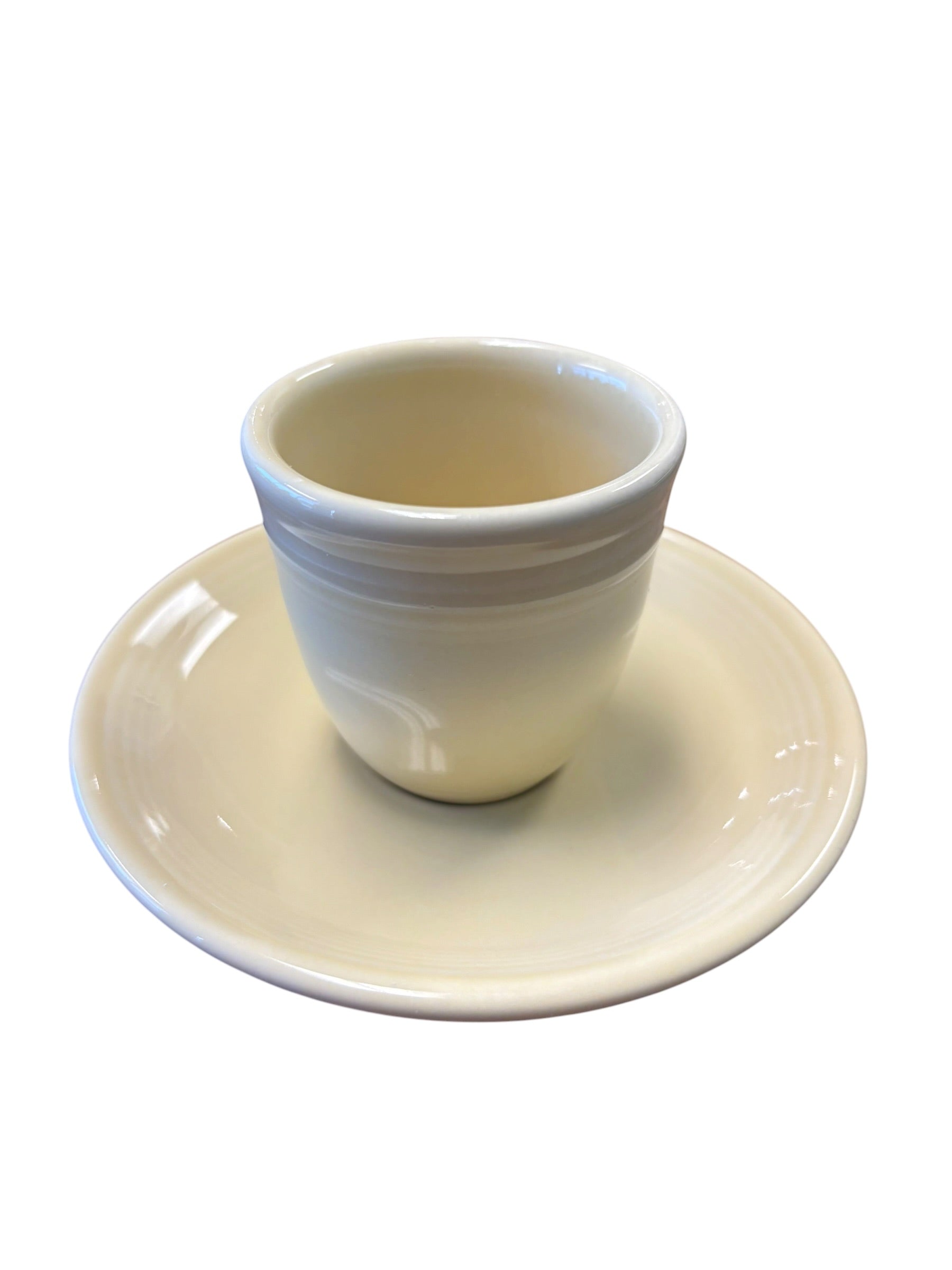 Fiesta Ivory Ring Handle Demitasse AD Cup & Saucer