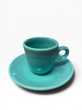 Fiesta Turquoise Ring Handle AD Demitasse Cup and Saucer Round Handle