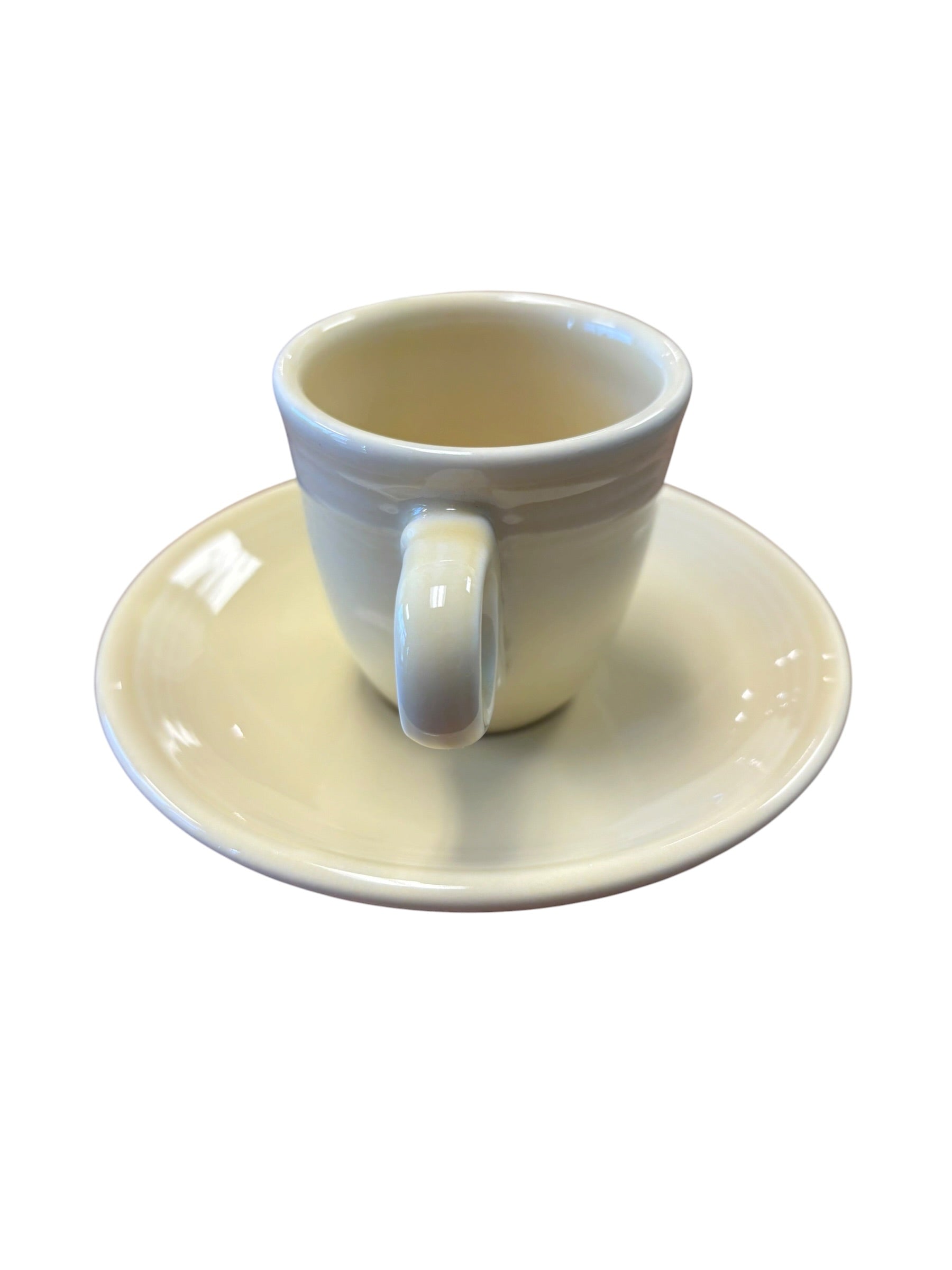 Fiesta Ivory Ring Handle Demitasse AD Cup & Saucer