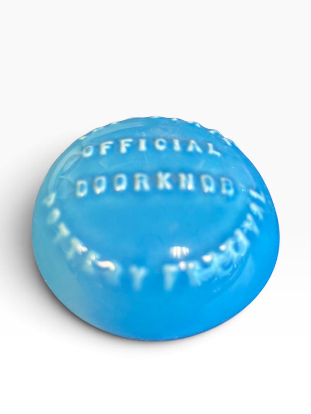 Tri-State Pottery Festival Official Doorknob in Fiesta Peacock | HLC Toss Game