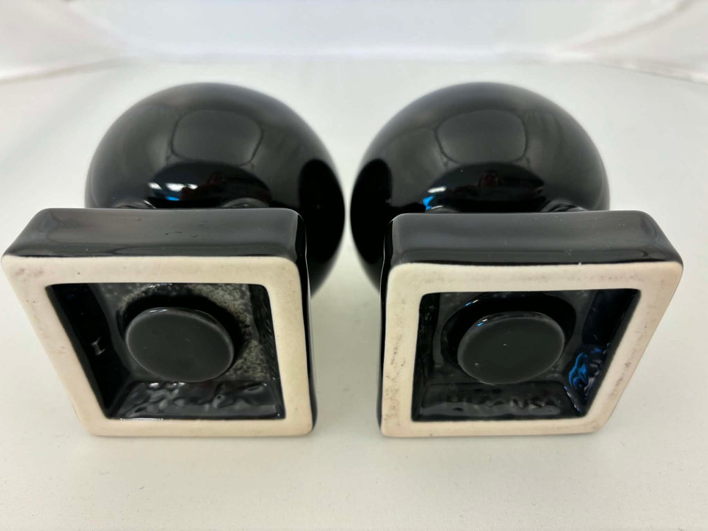 Fiesta Black Round Bulb Candle Holder Pair