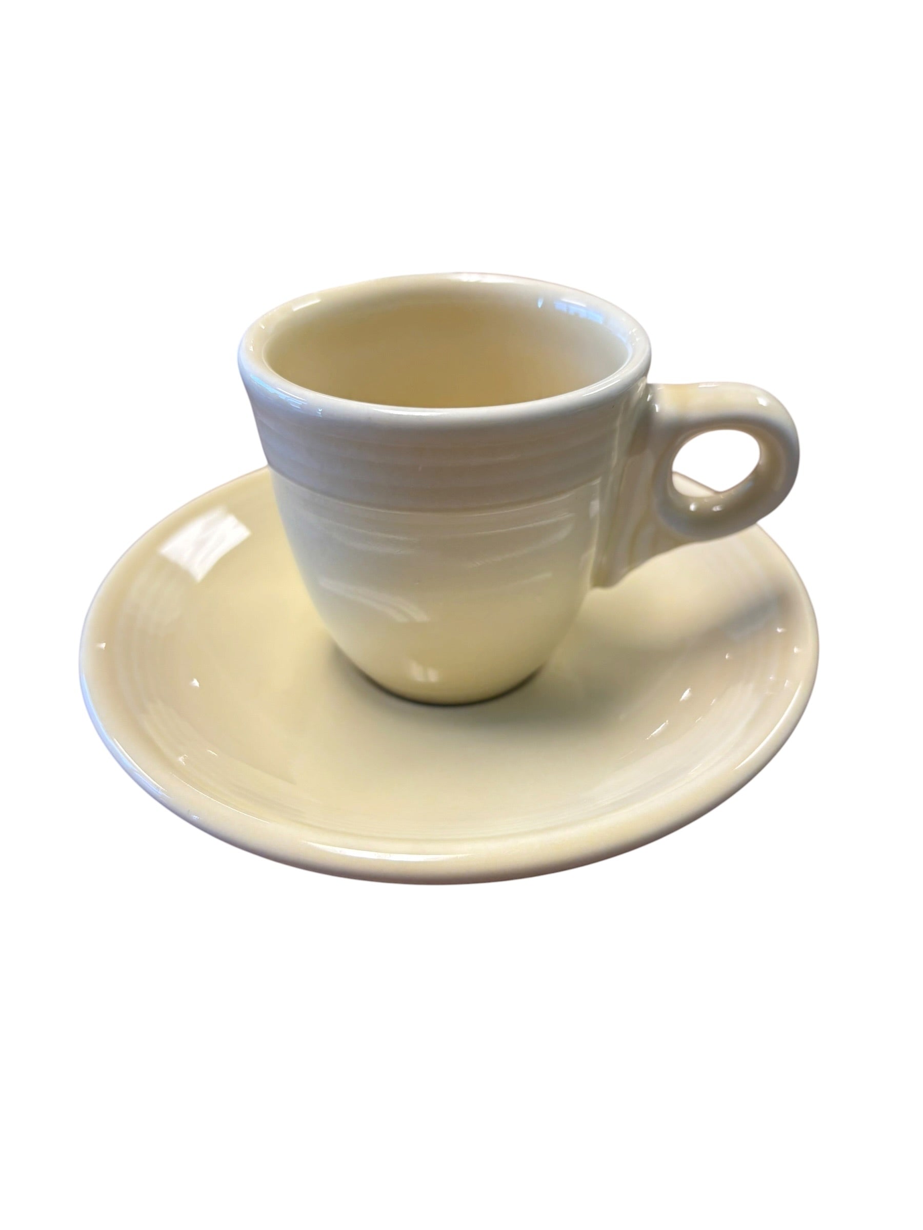 Fiesta Ivory Ring Handle Demitasse AD Cup & Saucer