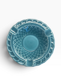 Vintage Harlequin Turquoise Basketweave Ashtray