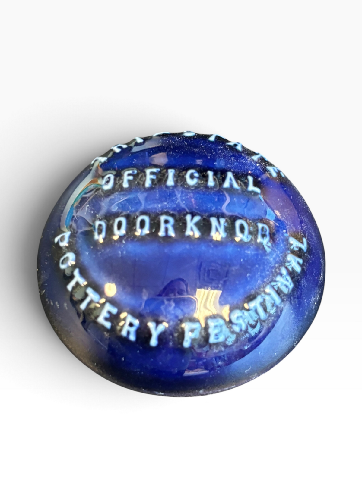 Tri-State Pottery Festival Official Doorknob in Fiesta Cobalt | HLC Toss Game