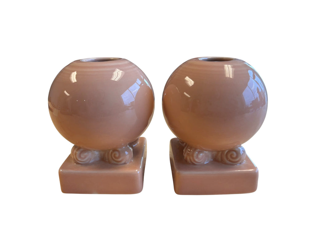 Fiesta Apricot Round Bulb Candle Holder Pair