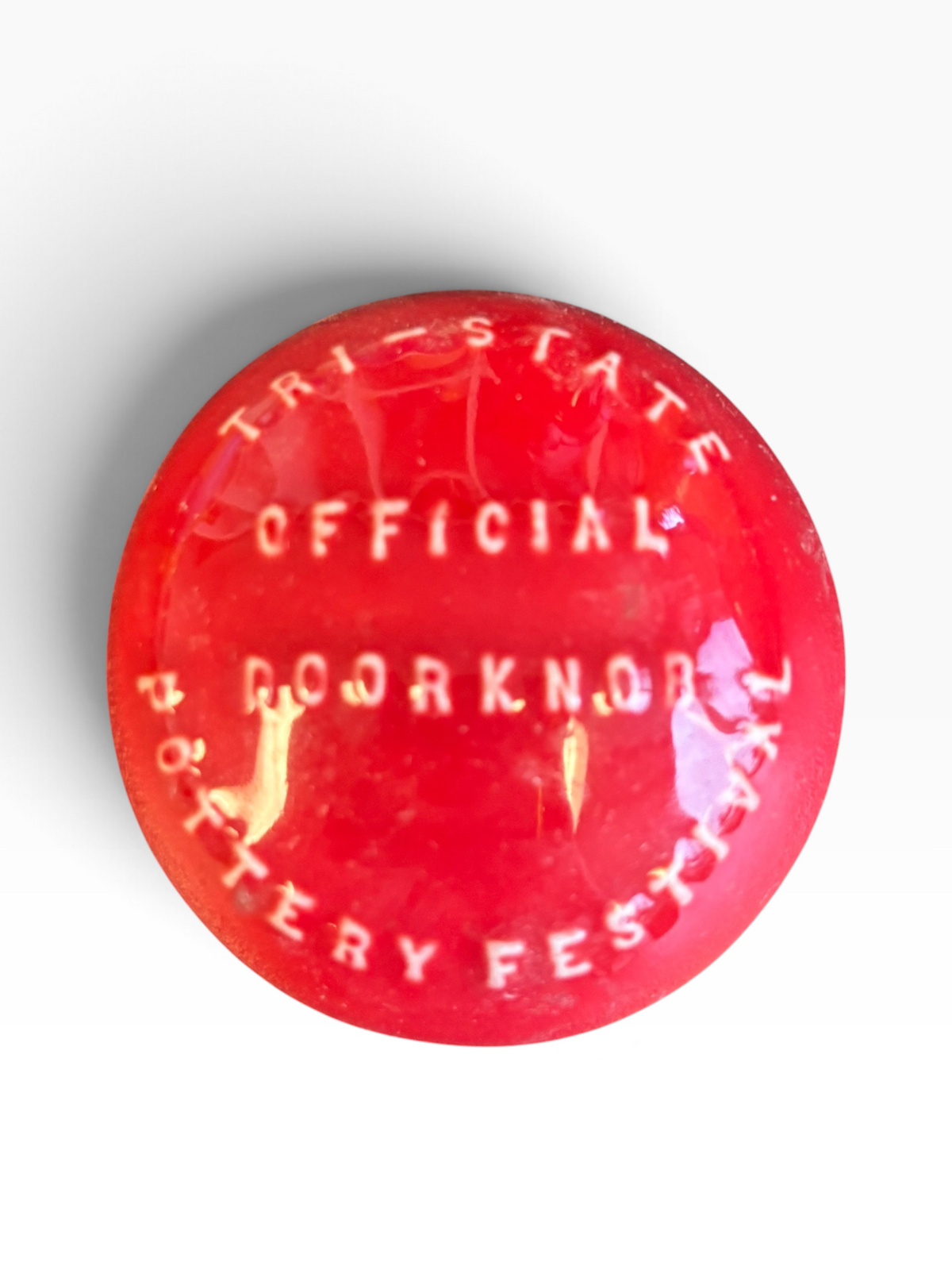 Tri-State Pottery Festival Official Doorknob in Fiesta Scarlet | HLC Toss Game