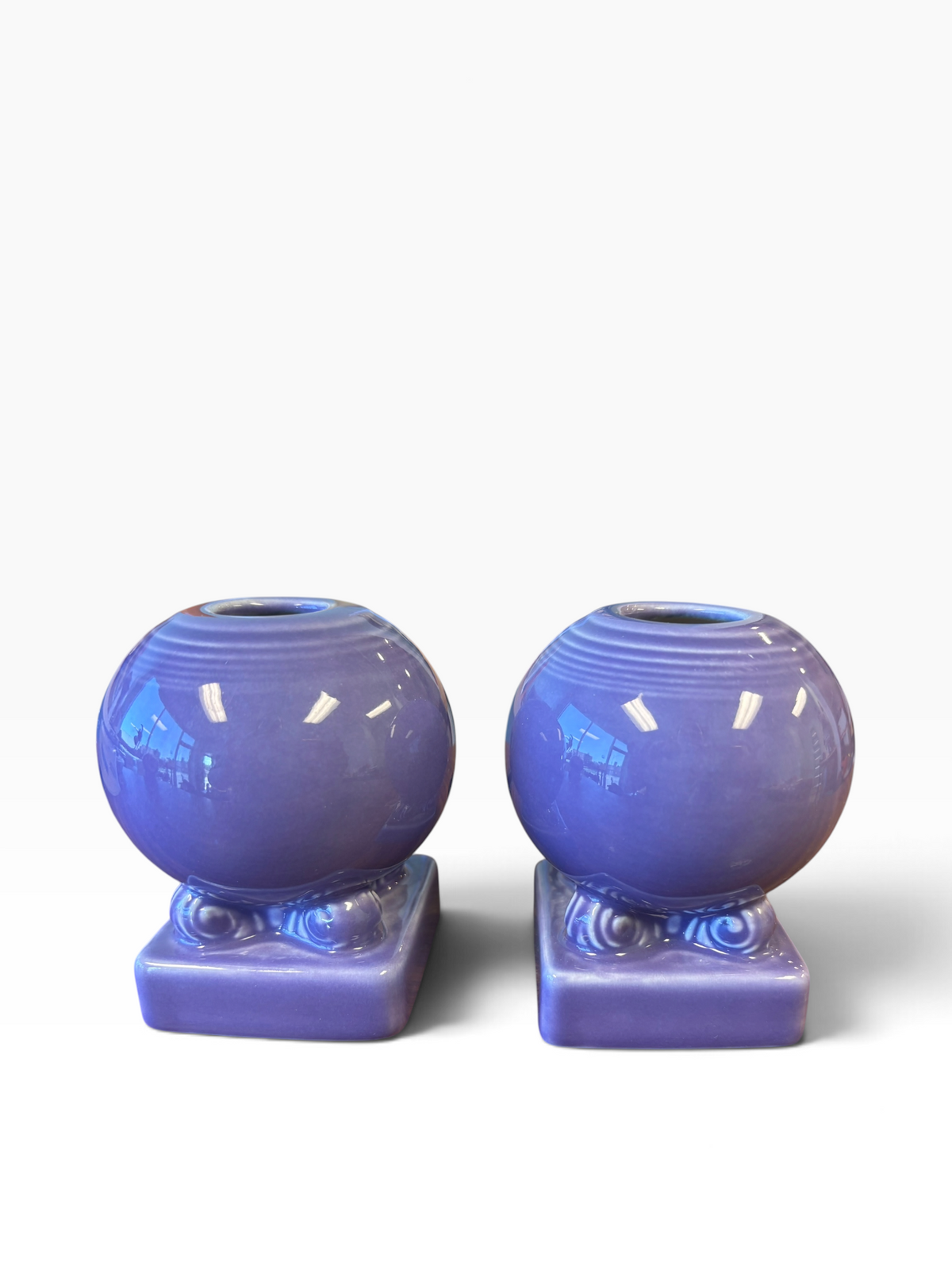 Fiesta Lilac Round Bulb Candle Holder Pair HTF