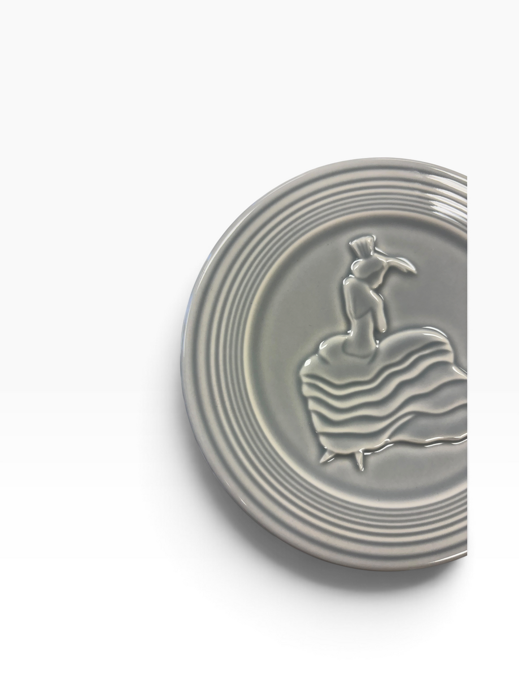 Fiesta Pearl Gray Dancing Lady Trivet 6" Retired Hot Plate