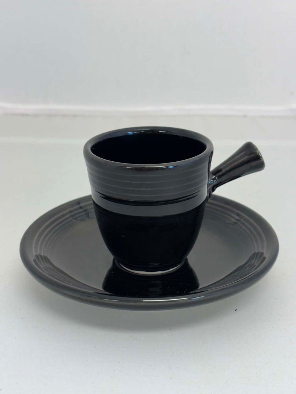 Fiesta Black Stick Handle Demitasse AD Cup & Saucer