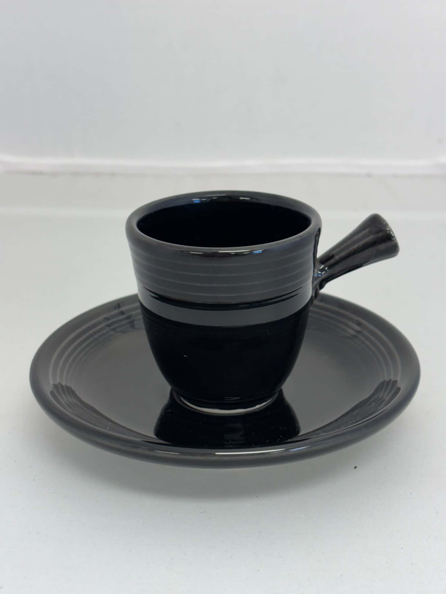 Fiesta Black Stick Handle Demitasse AD Cup & Saucer