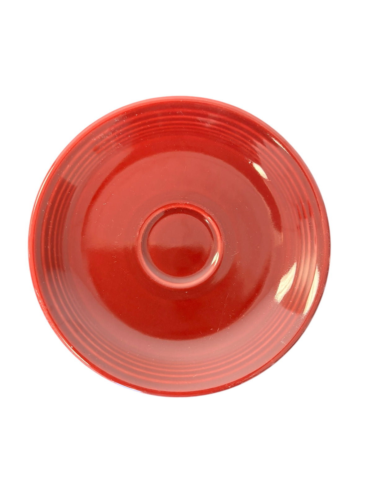 This is a Fiesta Fiestaware After Dinner AD Stick Handled Demitasse Demi Cup and Saucer Set in Cinnabar. lead-free, Post 1986, Retired Color Retired Shape Perfect for Espresso
