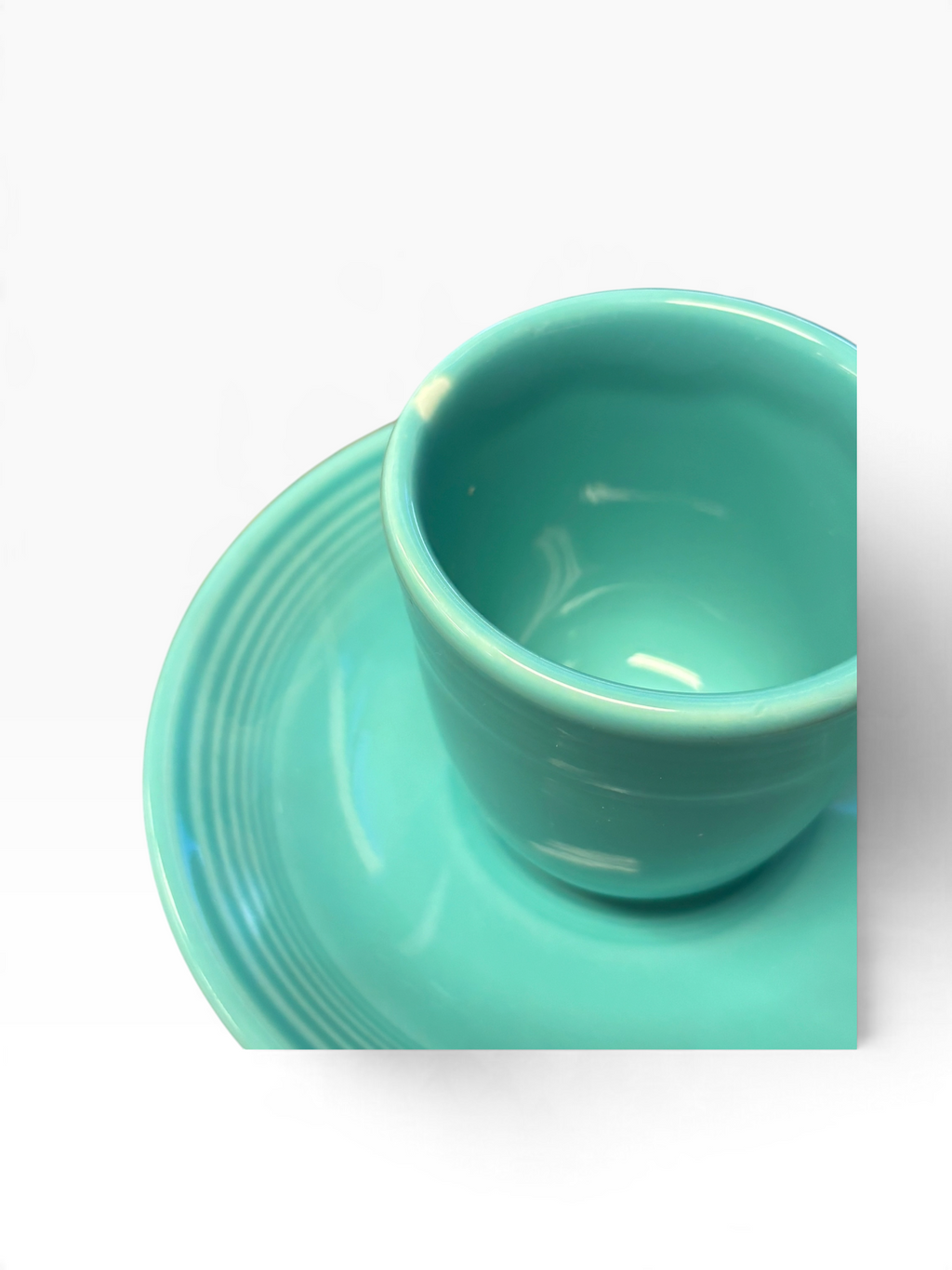 Fiesta Turquoise Ring Handle AD Demitasse Cup and Saucer Round Handle