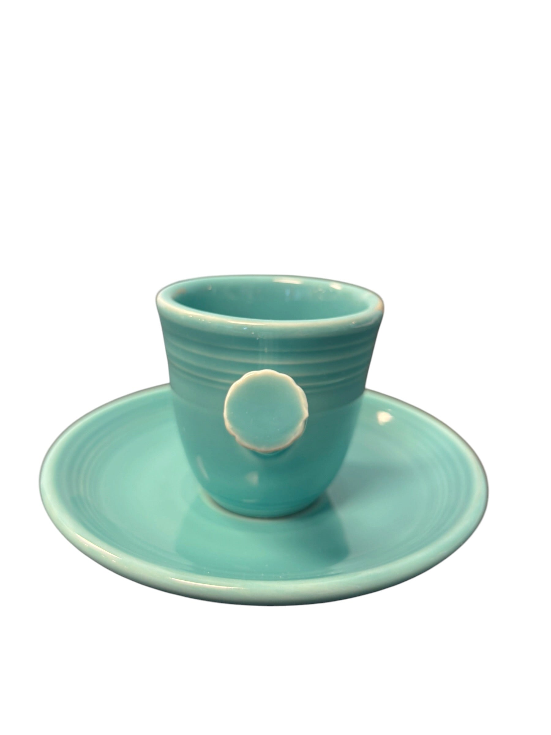 Fiesta Turquoise Stick Handle Demitasse AD Cup & Saucer