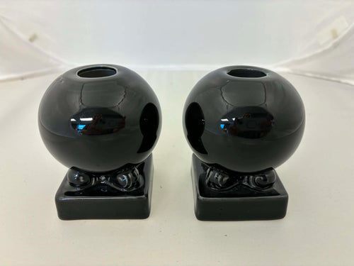 This is a Fiesta Fiestaware retired bulb candle holder pair in Black. Lead-free Post 1986 Retired Color Retired Shape
