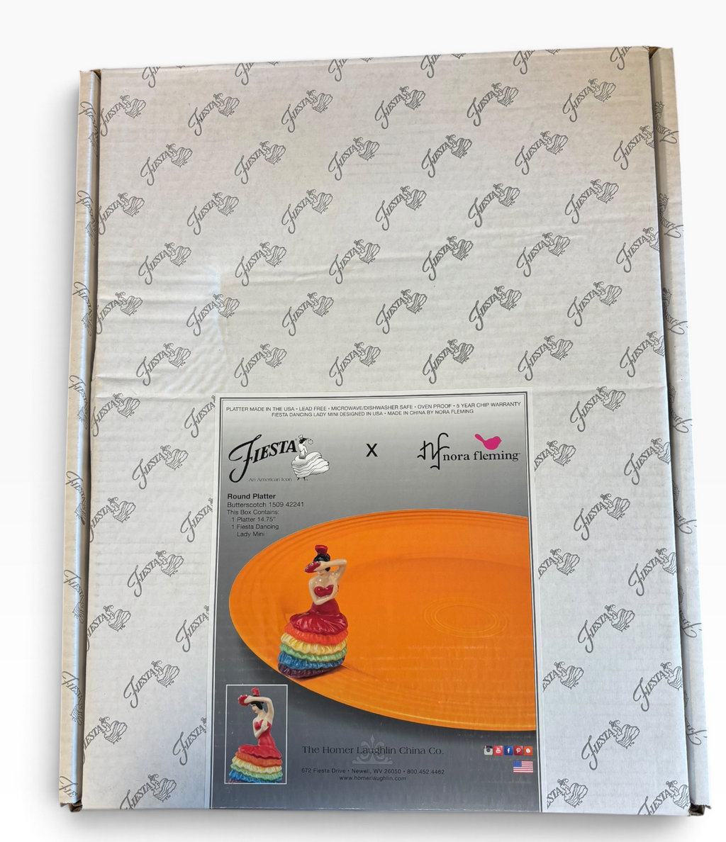 Fiesta Butterscotch Nora Fleming Dancing Lady Mini Butterscotch Round Platter 14 3/4" NIB