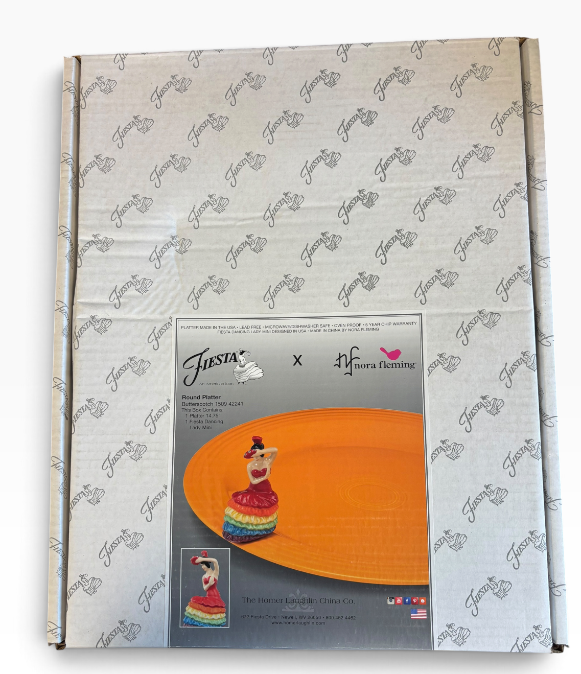 Fiesta Butterscotch Nora Fleming Dancing Lady Mini Butterscotch Round Platter 14 3/4" NIB