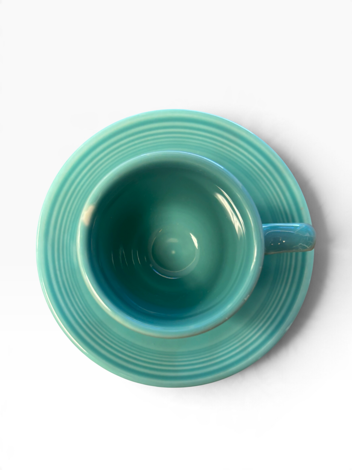 Fiesta Turquoise Ring Handle AD Demitasse Cup and Saucer Round Handle