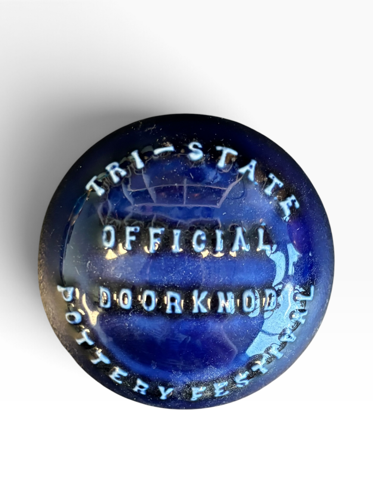 Tri-State Pottery Festival Official Doorknob in Fiesta Cobalt | HLC Toss Game