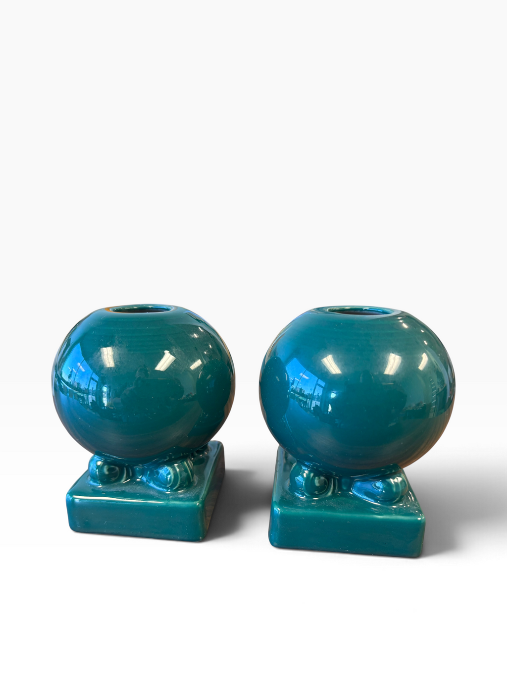 Fiesta Evergreen Round Bulb Candle Holder Pair