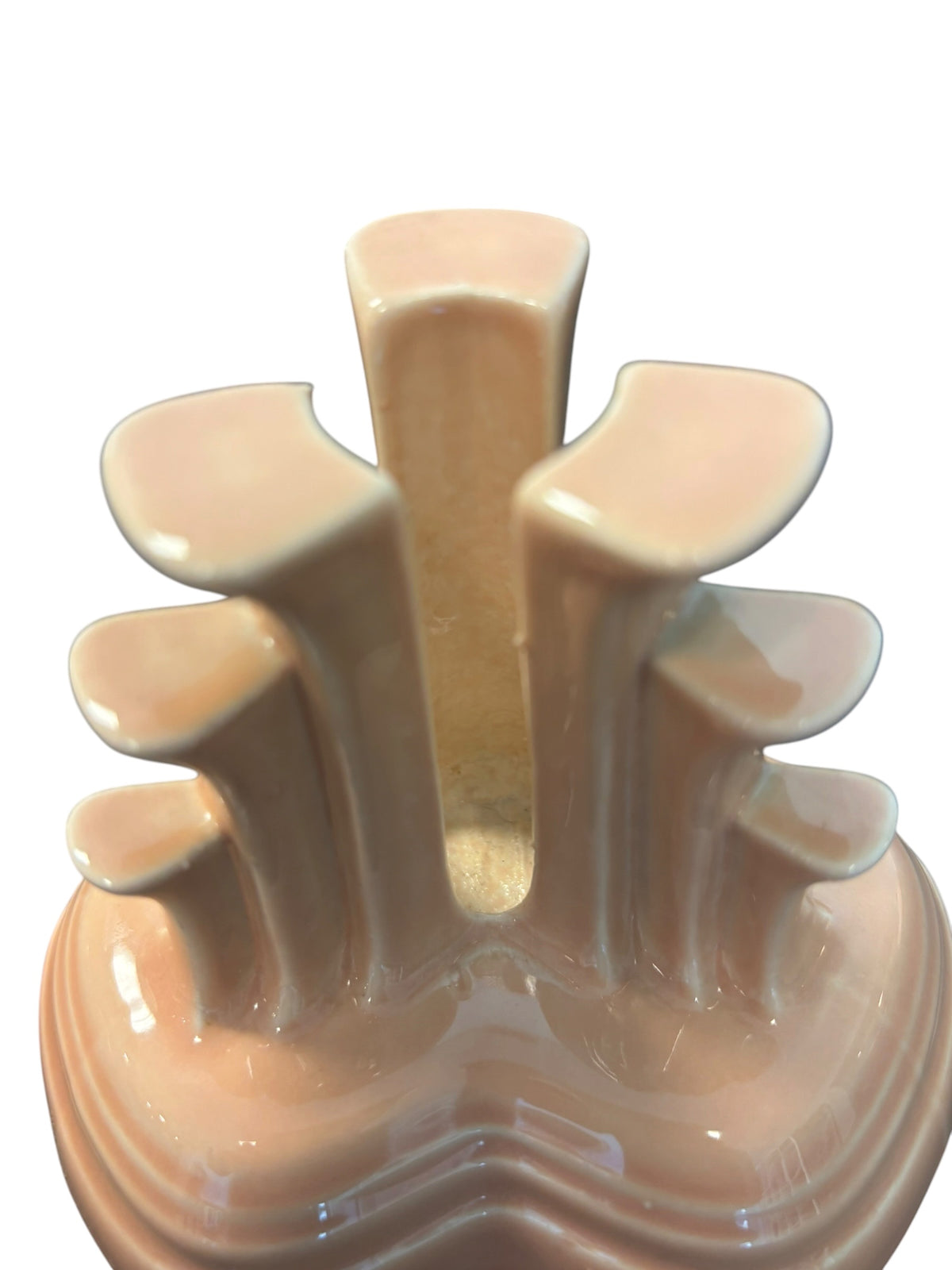 This is a Fiesta Fiestaware retired pyramid candle holder pair in Apricot. Lead-free Post 1986 Retired Color Retired Shape