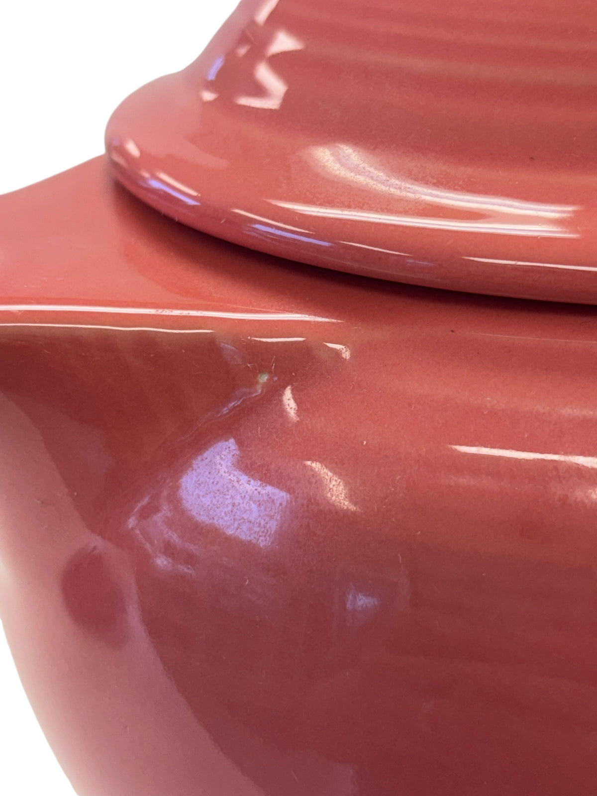 This is a Fiesta Fiestaware Five-cup 5-cup Ring Handled Tea Pot with Lid in Flamingo. lead-free, Post 1986, Retired Color Retired Shape
