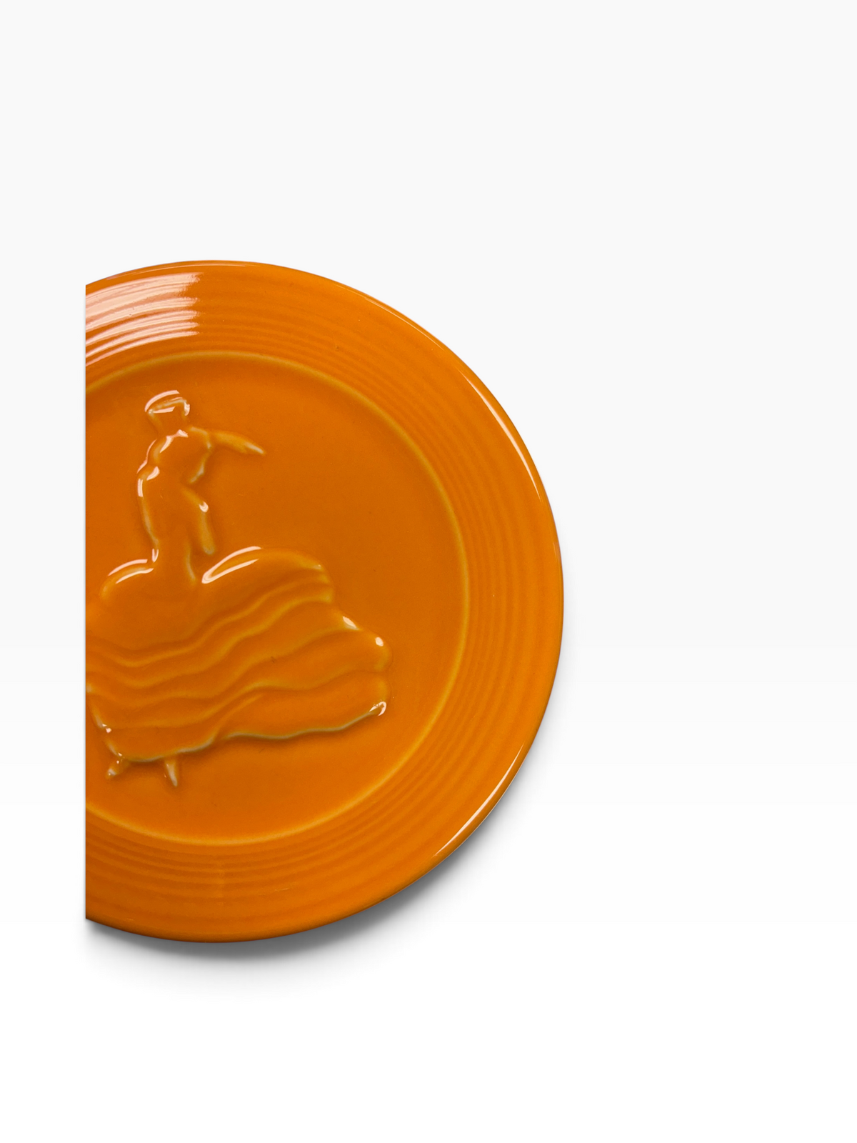 Fiesta Tangerine Dancing Lady Trivet 6" Retired Hot Plate