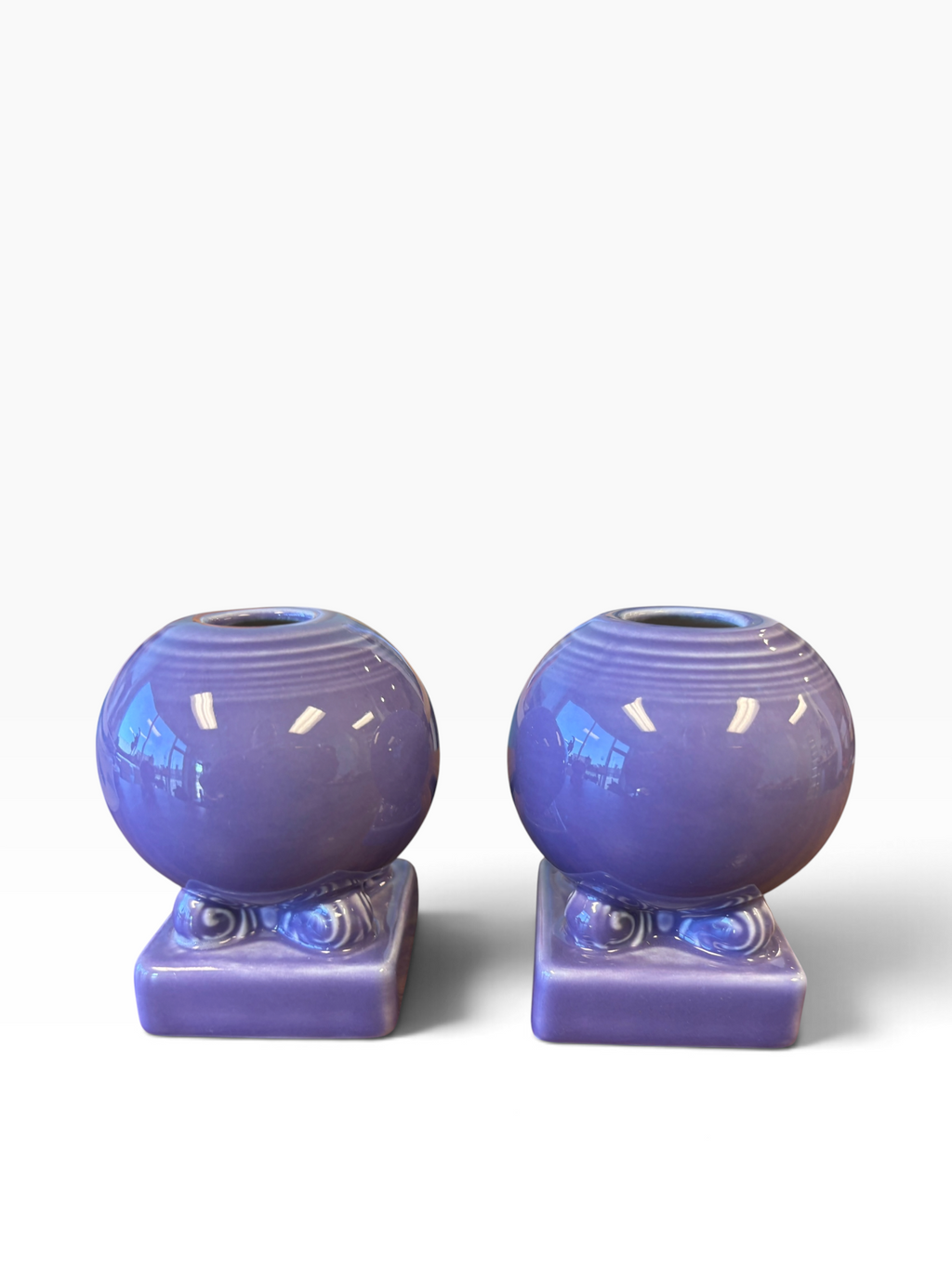 Fiesta Lilac Round Bulb Candle Holder Pair HTF