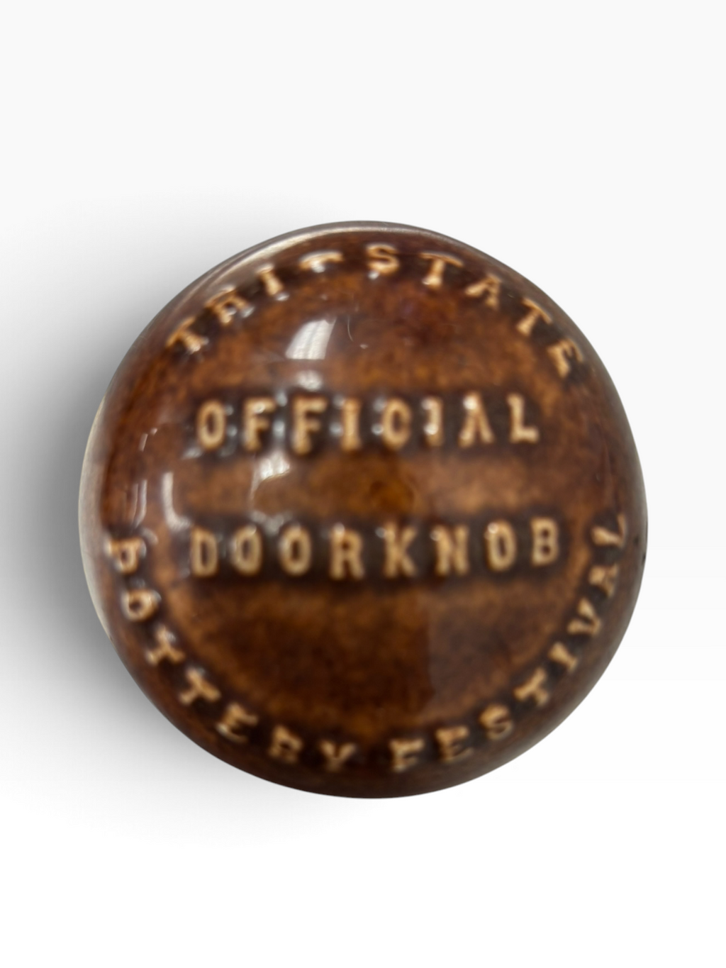 Tri-State Pottery Festival Official Doorknob in Fiesta Amberstone Amber | HLC Toss Game