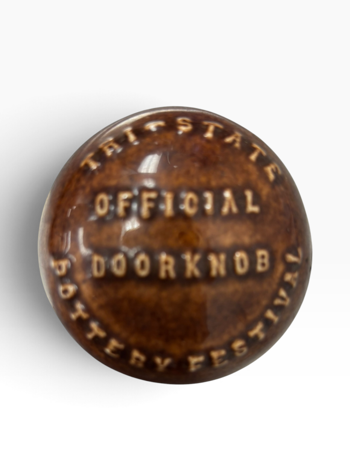 Tri-State Pottery Festival Official Doorknob in Fiesta Amberstone Amber | HLC Toss Game