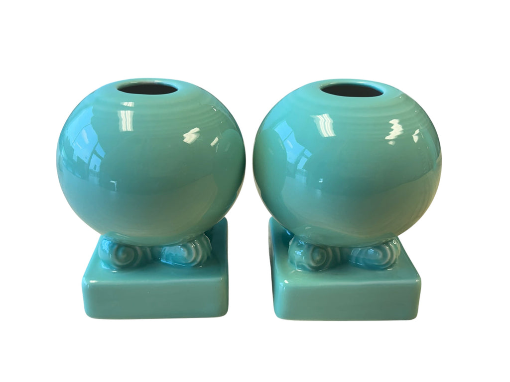 Fiesta Sea Mist Round Bulb Candle Holder Pair