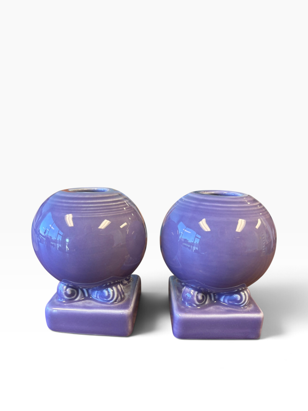 Fiesta Lilac Round Bulb Candle Holder Pair HTF