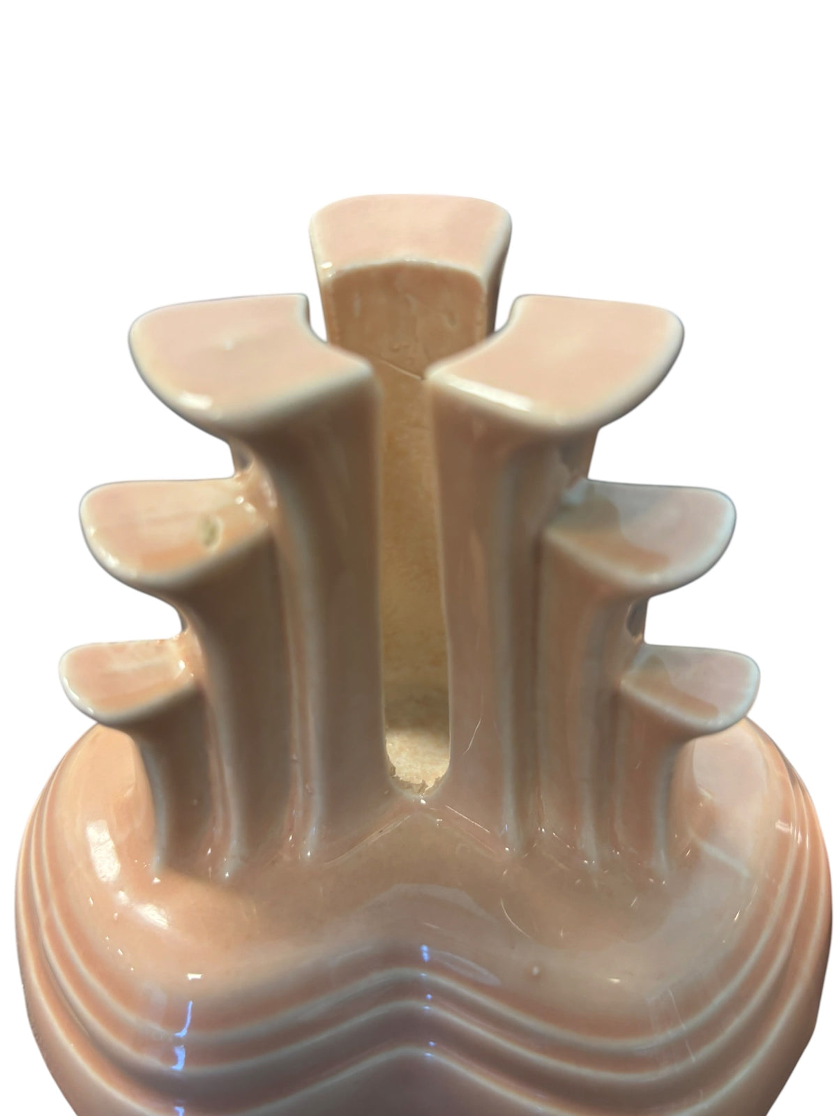 This is a Fiesta Fiestaware retired pyramid candle holder pair in Apricot. Lead-free Post 1986 Retired Color Retired Shape