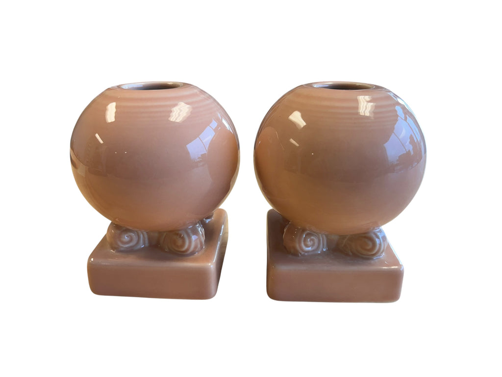 Fiesta Apricot Round Bulb Candle Holder Pair