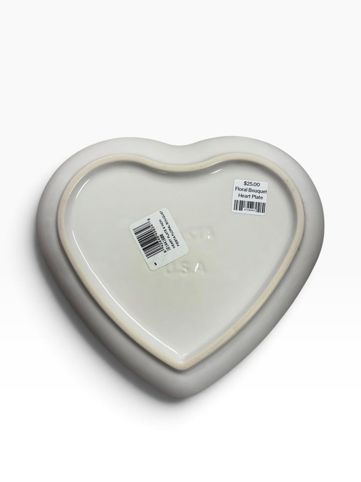Fiesta White Floral Bouquet Heart Plate Heart Shaped Plate 9"