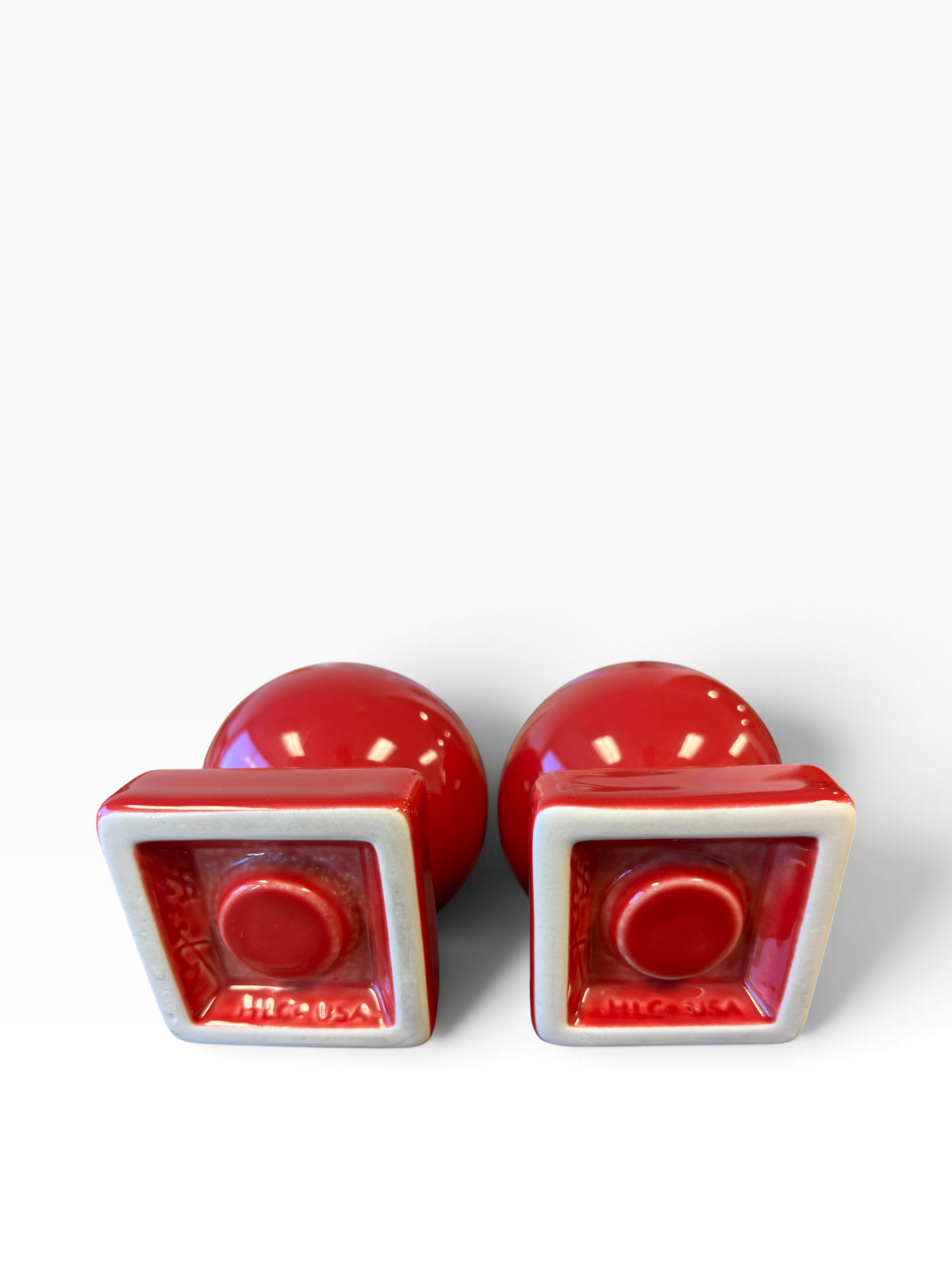 Fiesta Scarlet Round Bulb Candle Holder Pair HTF