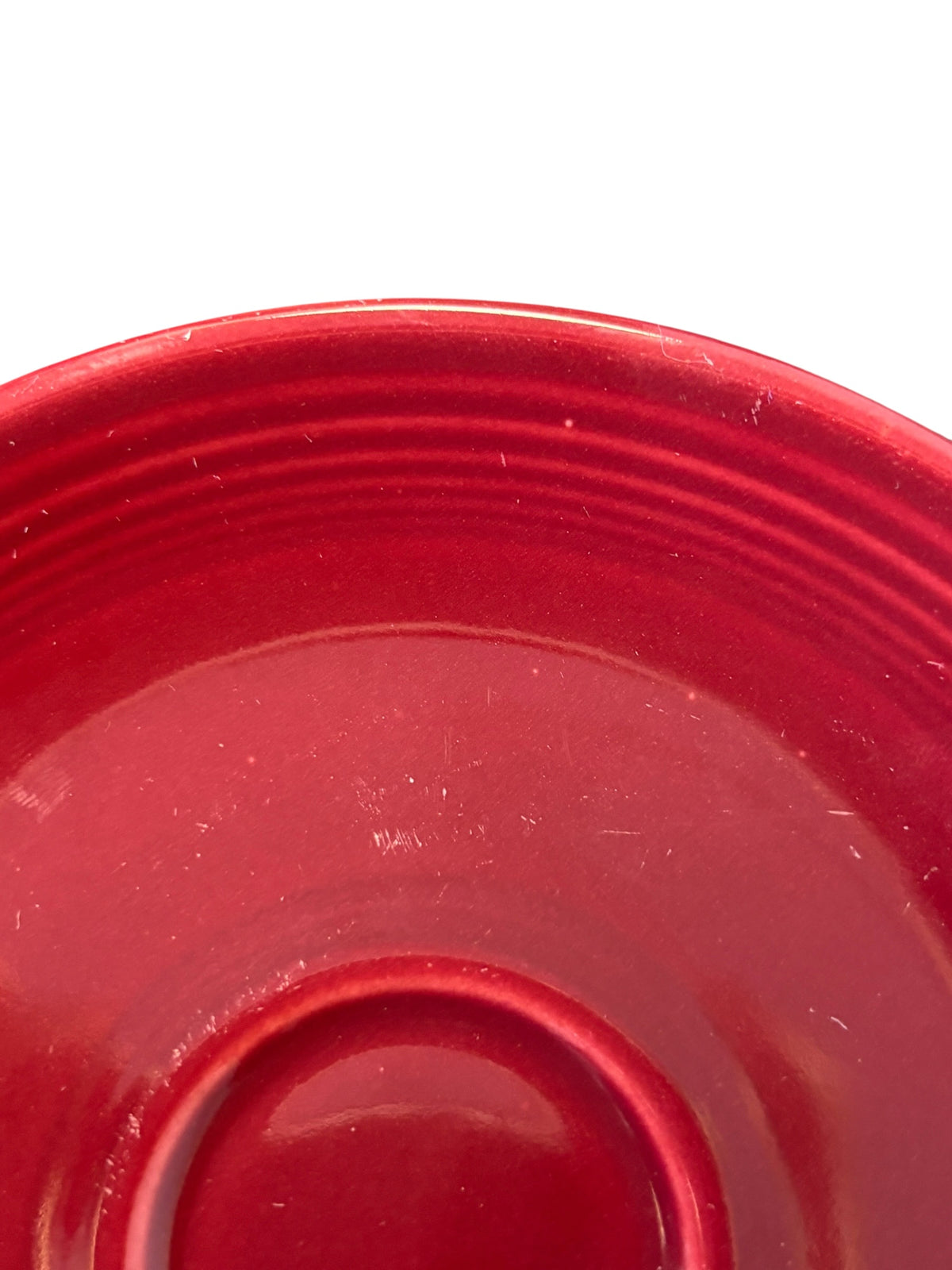This is a Fiesta Fiestaware After Dinner AD Stick Handled Demitasse Demi Cup and Saucer Set in Cinnabar. lead-free, Post 1986, Retired Color Retired Shape Perfect for Espresso

