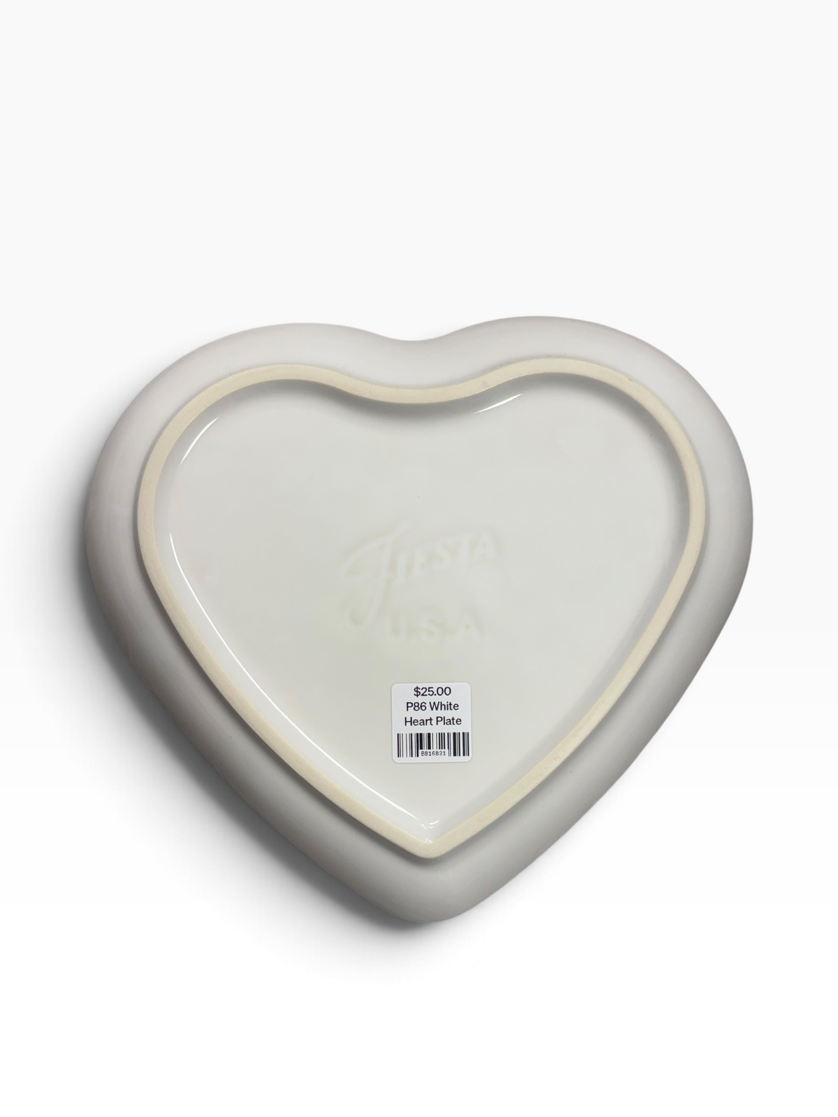 Fiesta White Heart Plate Heart Shaped Plate 9"