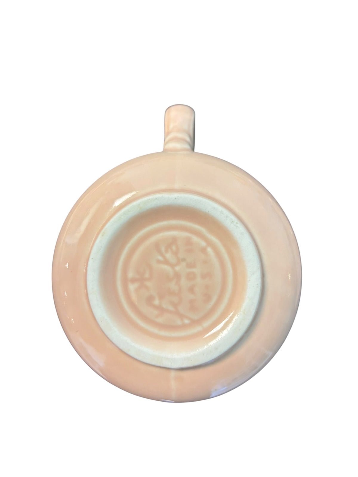 This is a Fiesta Fiestaware Creamer Pitcher Sugar Bowl with Lid on Figure Eight 8 Tray Set in apricot lead-free, Post 1986, Retired Color Retired Shape
