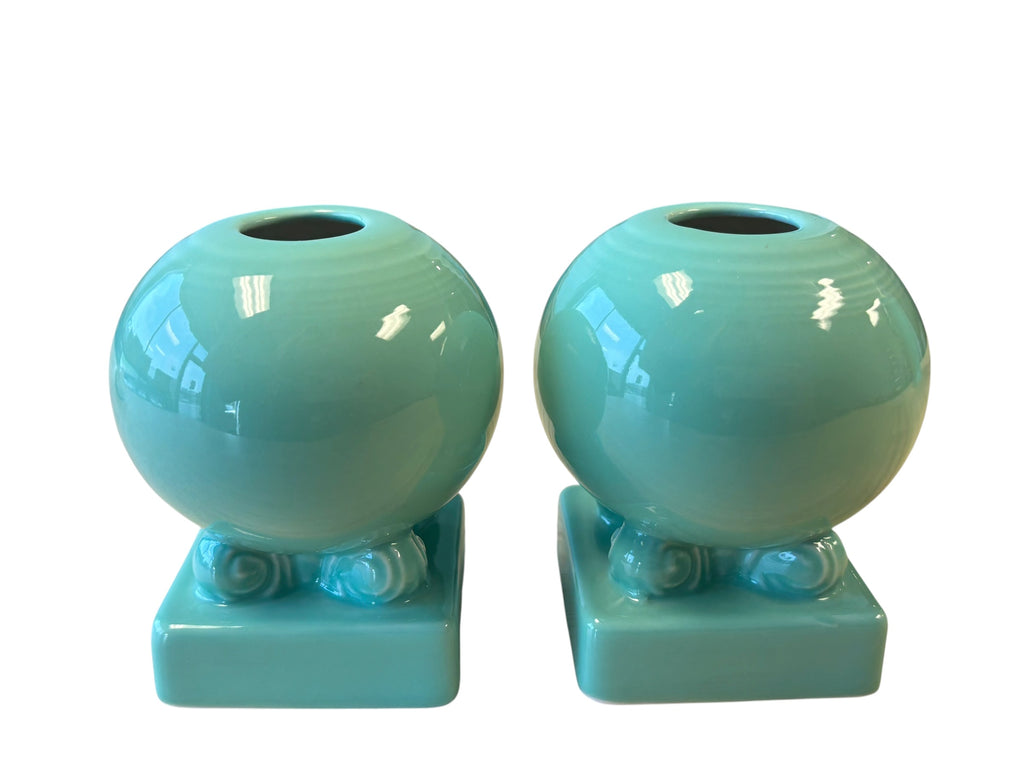 Fiesta Sea Mist Round Bulb Candle Holder Pair