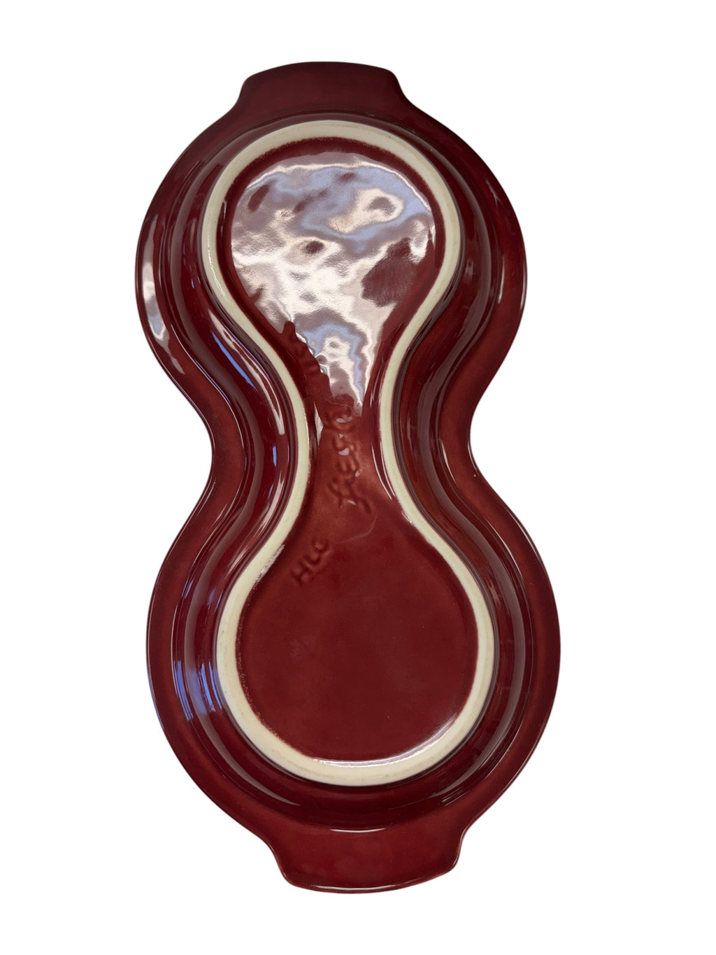This is a Fiesta Fiestaware Creamer Pitcher Sugar Bowl with Lid on Figure Eight 8 Tray Set in cinnabar lead-free, Post 1986, Retired Color Retired Shape
