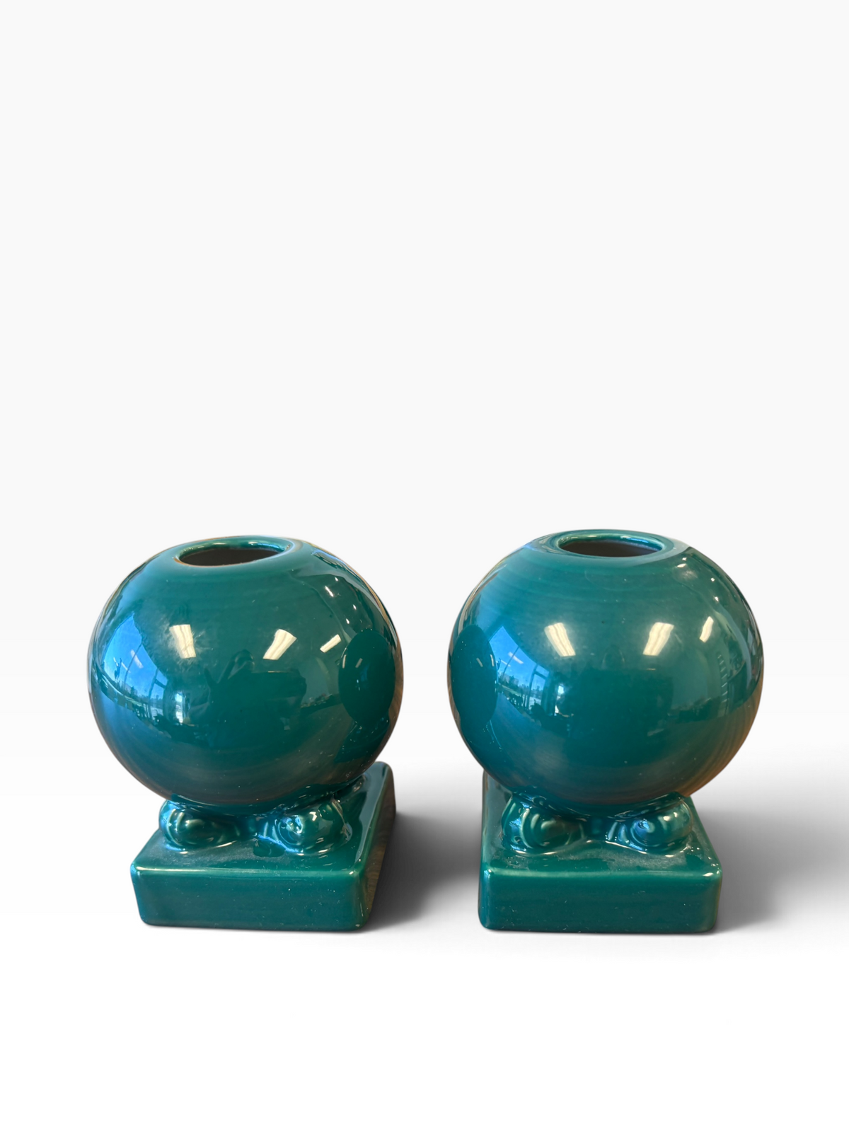 Fiesta Evergreen Round Bulb Candle Holder Pair