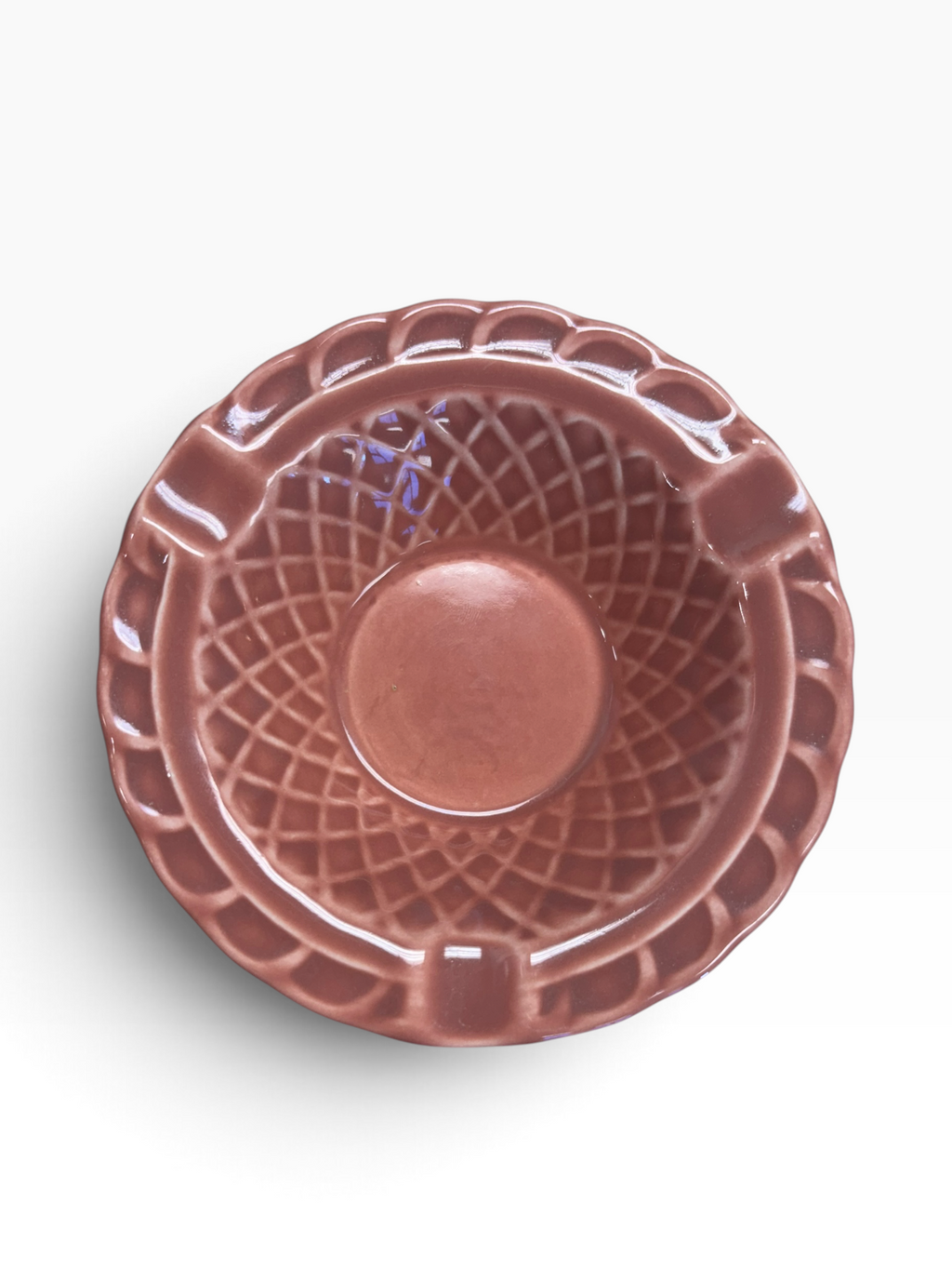 Vintage Harlequin Rose Basketweave Ashtray