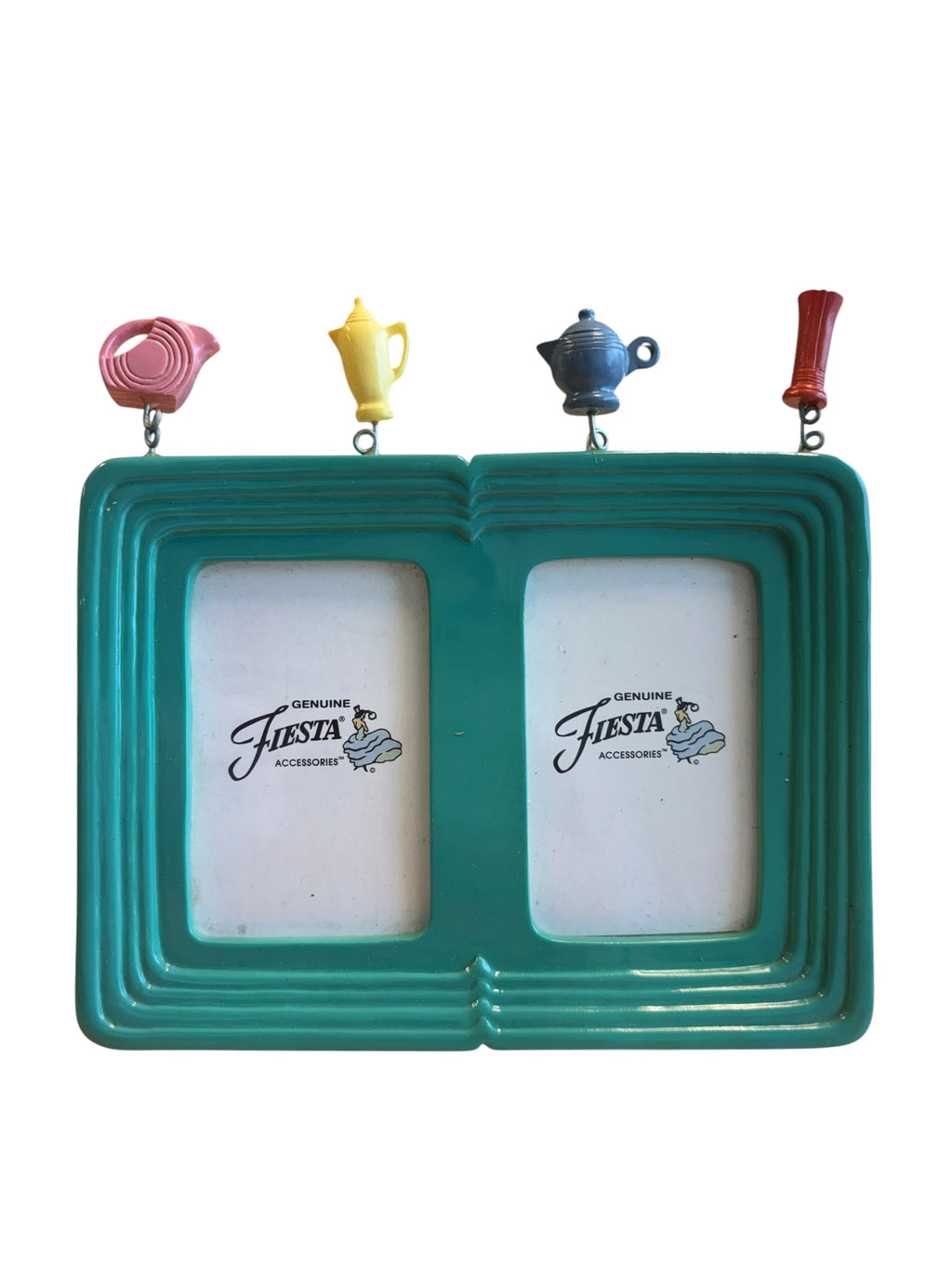 Fiesta Weston Gallery 5" x 6 1/2" Turquoise Double Picture Frame With Icons On Wires