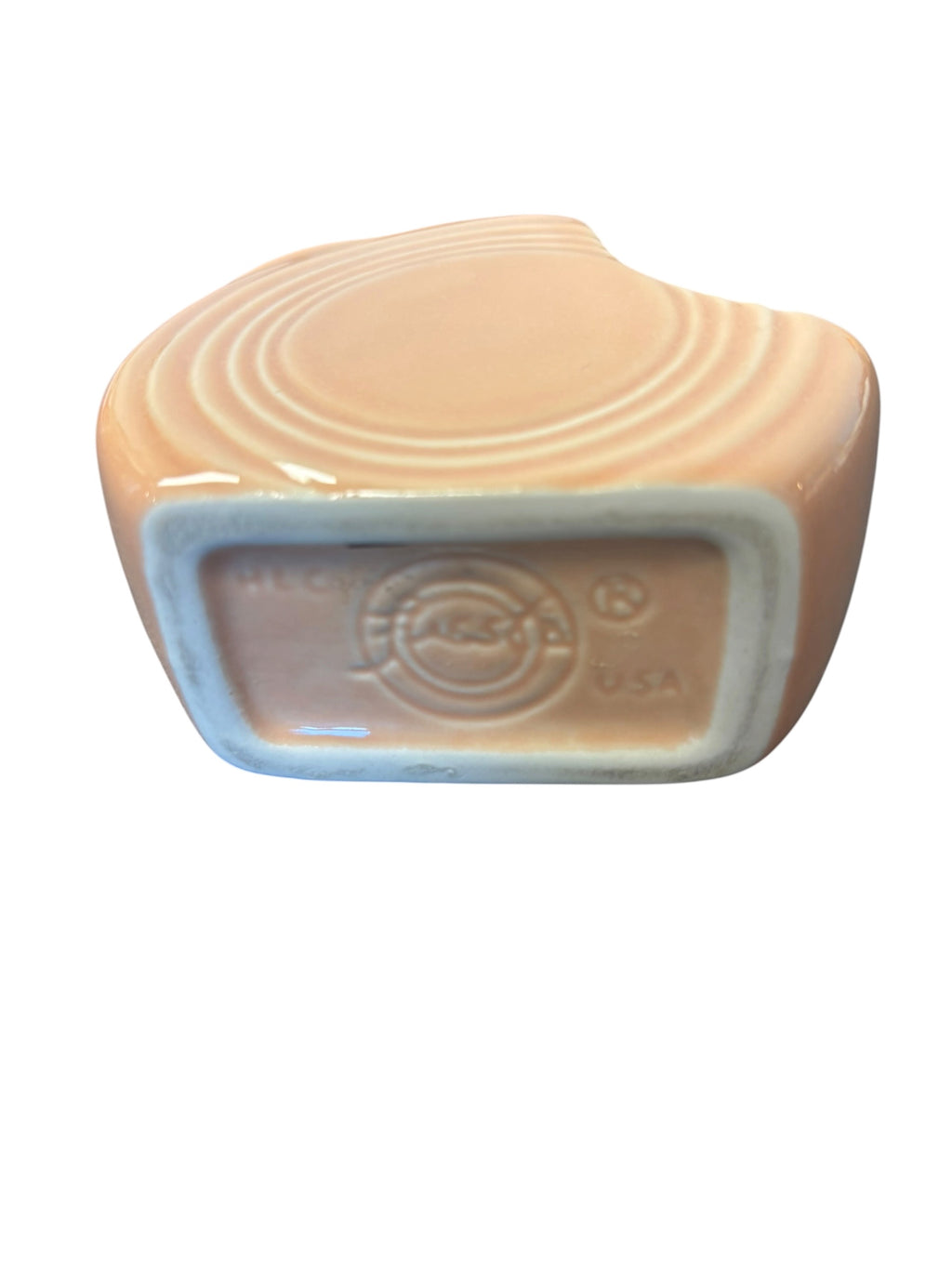 This is a Fiesta Fiestaware Mini Disc Pitcher Creamer in Apricot. lead-free, Post 1986, Retired Color 5 ounce