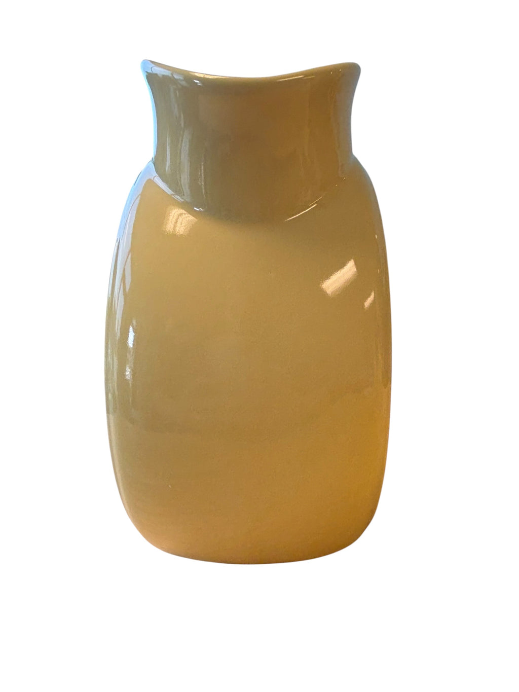 A glossy ceramic vase with a rounded body and a small flared neck, shown on a plain white background. Fiesta Millennium II Vase Yellow