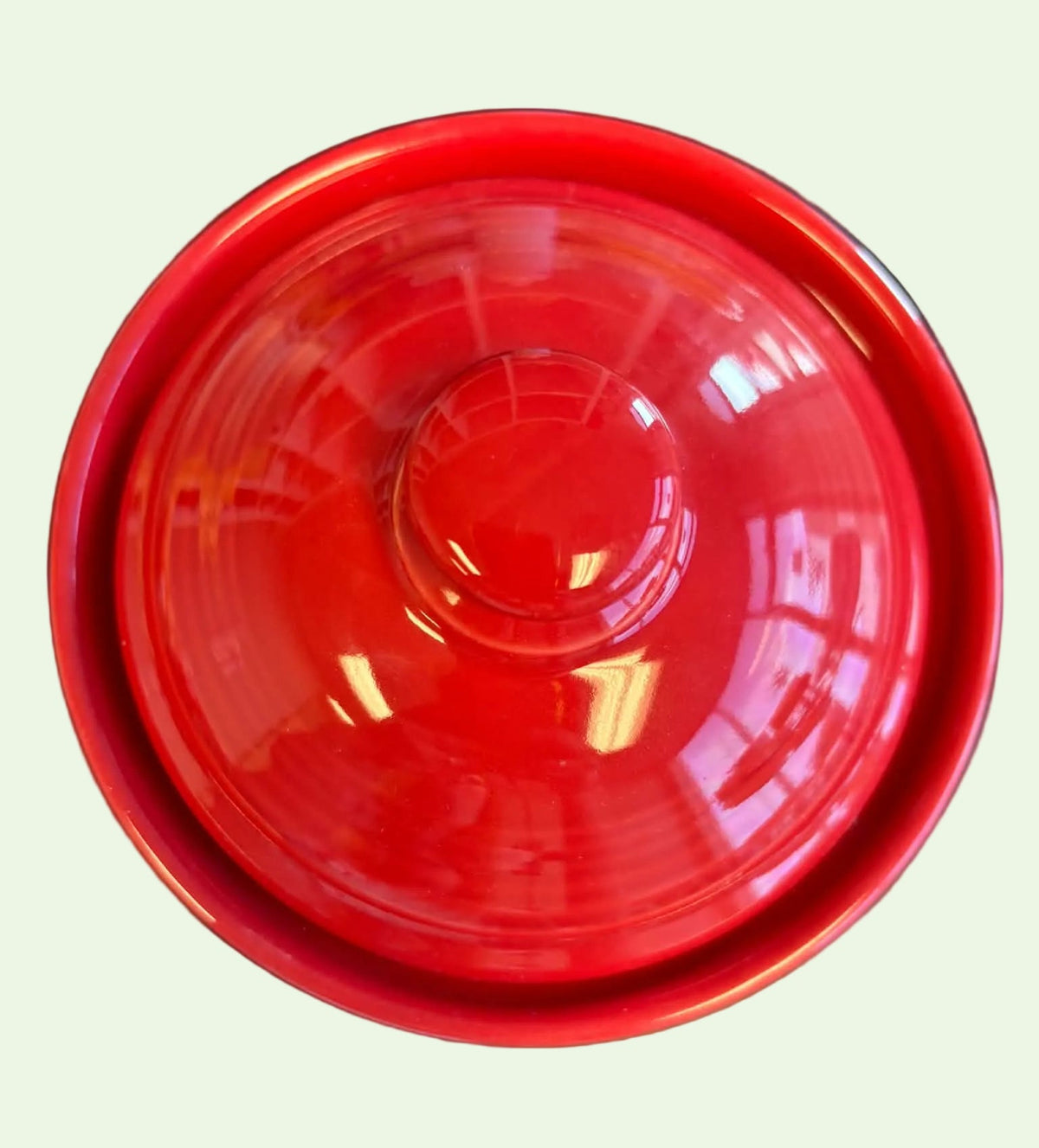 This is a Fiesta Fiestware small 1 quart classic shaped canister in scarlet. Lead-free Post 1986 Retired Shape
