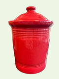 This is a Fiesta Fiestware small 1 quart classic shaped canister in scarlet. Lead-free Post 1986 Retired Shape
