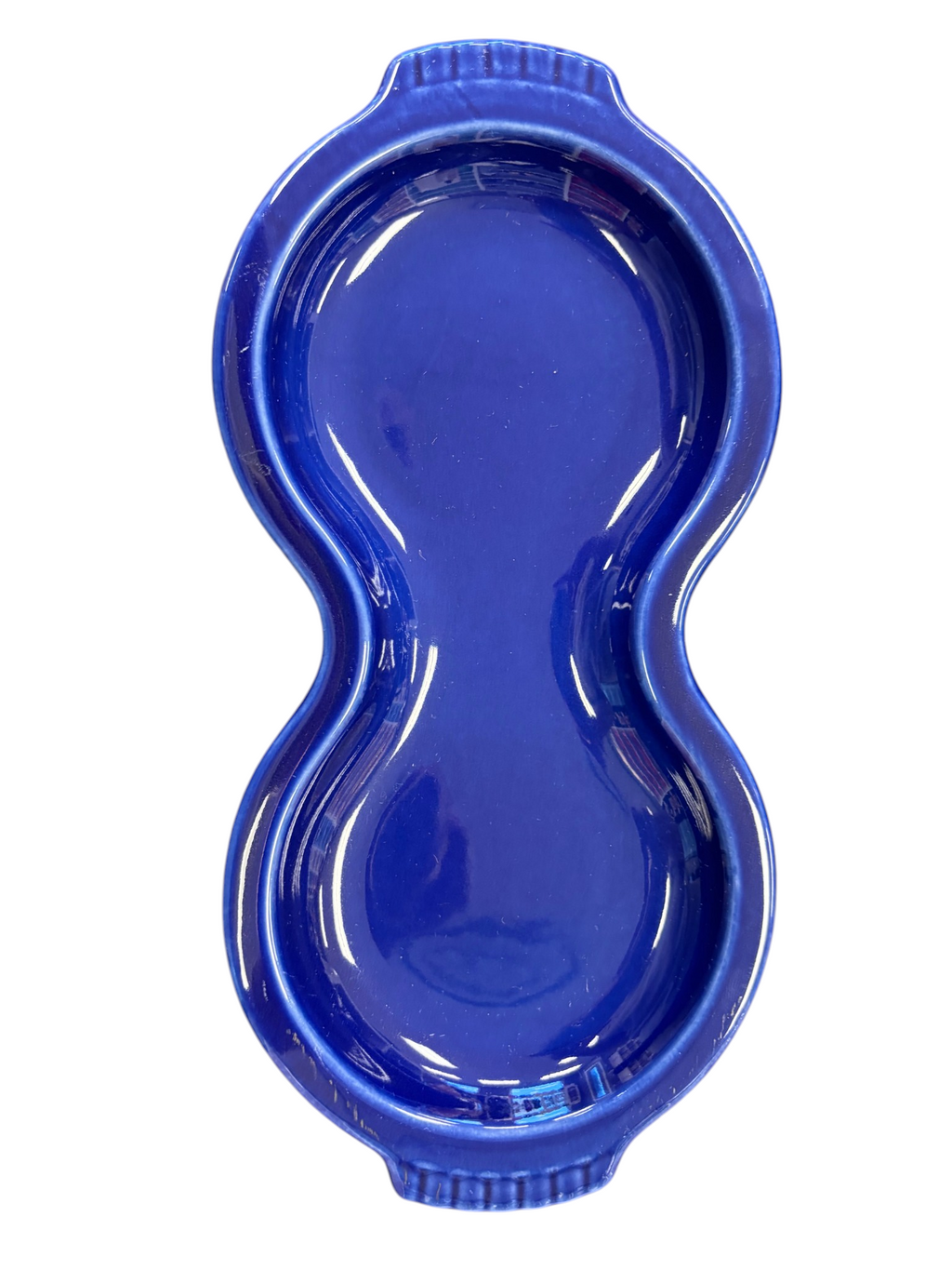This is a Fiesta Fiestaware Creamer Pitcher Sugar Bowl with Lid on Figure Eight 8 Tray Set in twilight lead-free, Post 1986, Retired Color Retired Shape
