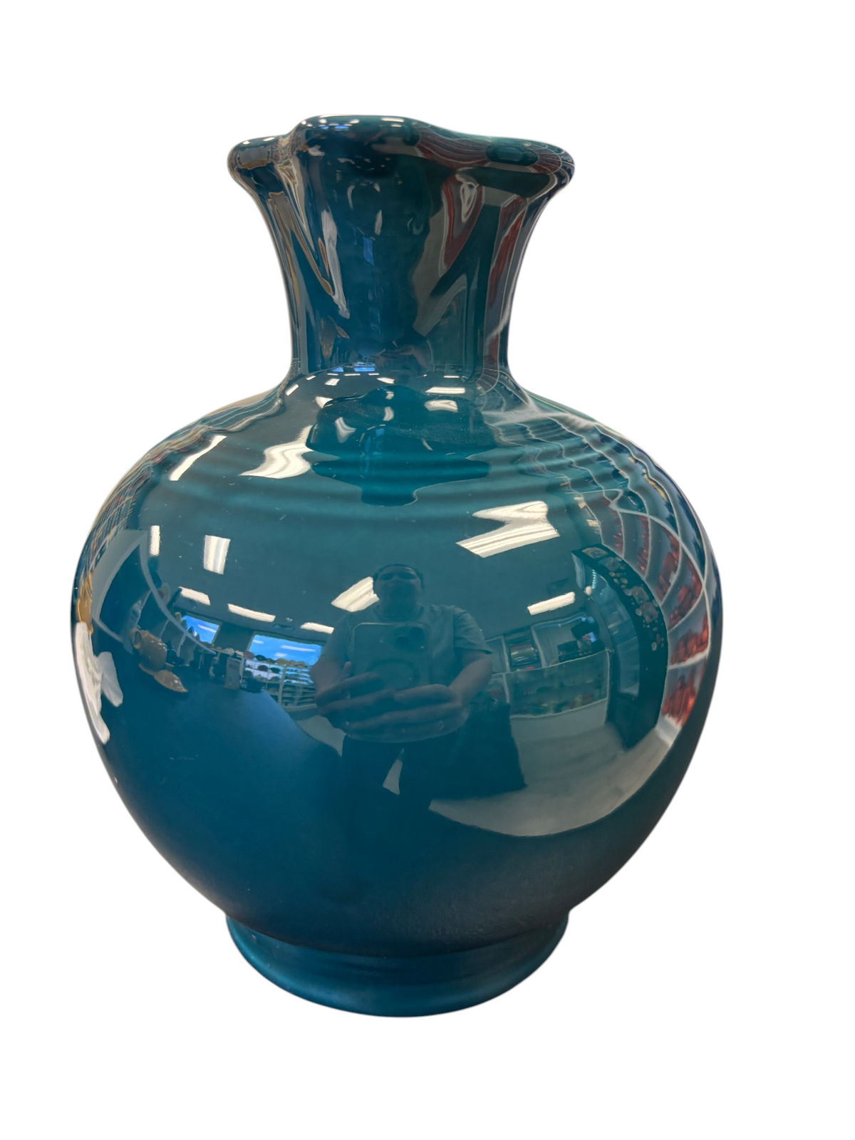 This is a Fiesta Fiestware small 60 Ounce Carafe in juniper. Lead-free Post 1986 Retired color retired shape
